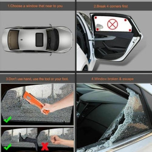 Emergency Tool 7-in-1 Car Window Breaker Seat Belt Cutter LED Flashlight SOS CA