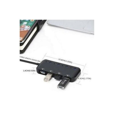 USB 3.0 4 Port HUB w/ on off Switch Portable Slim For Laptop Desktop Macbook