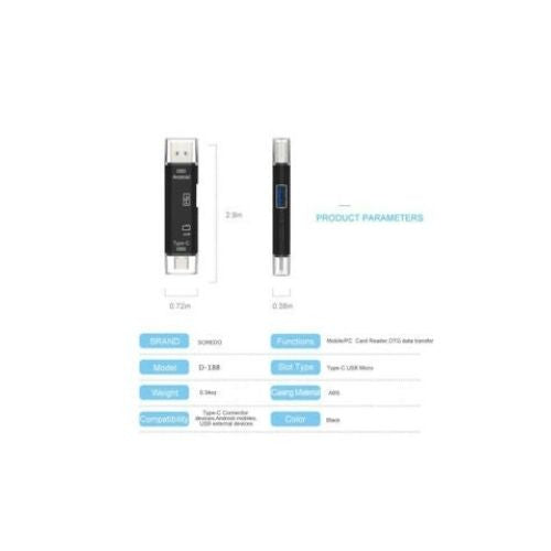 USB / USB Type C 3.1 / MicroUSB External Micro SD Card Reader OTG Adapter