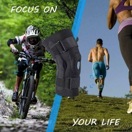 3 SIZES Double Metal Hinged Full Knee Brace Strap Adjustable Metal Knee Support