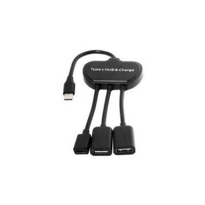 USB-C  OTG Cable Dual Ports USB Hub With Type-C Power Charging Port