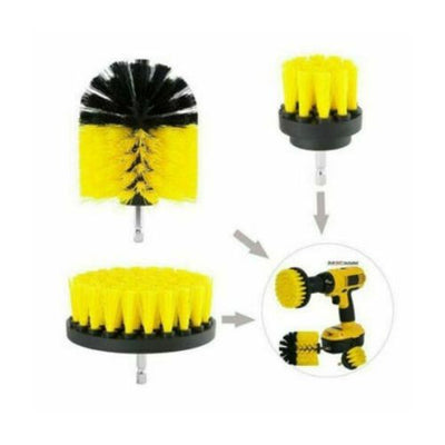3Pcs Set Round Electric Drill Brush Rotary Tub Cleaning Tools Scrubber Floor Car