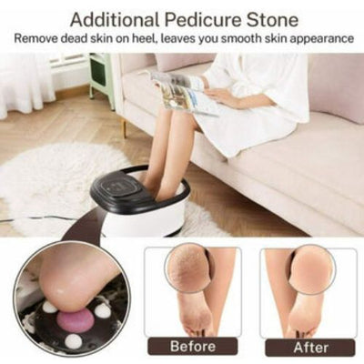 Rapid Heating Foot Spa Bath Massager W/ Heat Bubble 6 Motorized Massage Roller