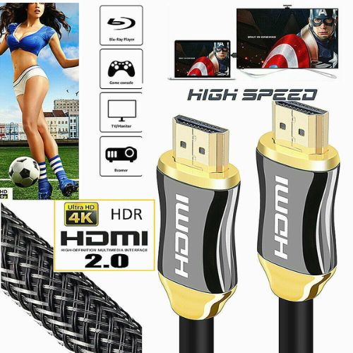 NEW PREMIUM 4K HDMI CABLE 2.0 HIGH SPEED GOLD PLATED BRAIDED LEAD 3D HDTV UHD