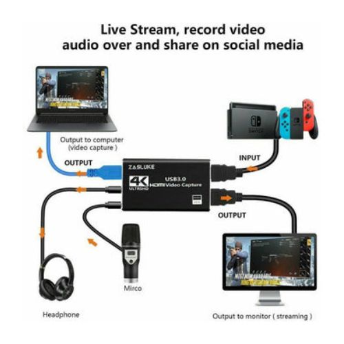 4K Audio Video Capture Card HDMI USB 3.0 Device HD1080P Game Recording Stream