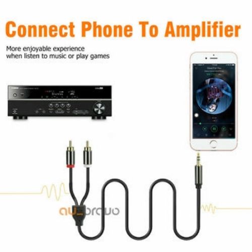 Gold Plated 3.5mm to 2 RCA Male to Male Aux Stereo Audio Cable for TV PC DVD DJ
