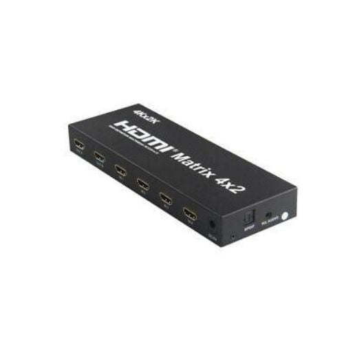 HDMI 4x2 HD 3D True Matrix Switch Splitter 1080p 4 In 2 Out w/IR Remote