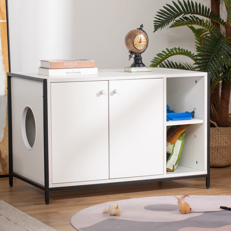 Cat Litter Box Enclosure Hidden Adjustable Cat Furniture with Damping Hinge