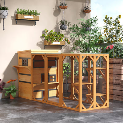 Feral Cat House Outdoor, 3-Tier Kitty Shelter, Weather Resistant, w/ Escape Door