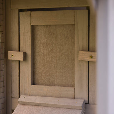 Fir Wood Bunny Hutch w/ Slide out Tray Ramps Asphalt Roof  for Outdoor Use