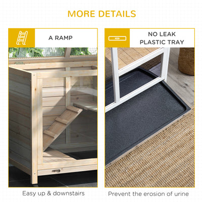 Small Rabbit Hutch Indoor, Split House Design, Bunny Cage, Bunny Hutch on Wheels