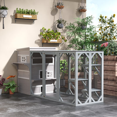 Feral Cat House Outdoor, 3-Tier Kitty Shelter, Weather Resistant, w/ Escape Door