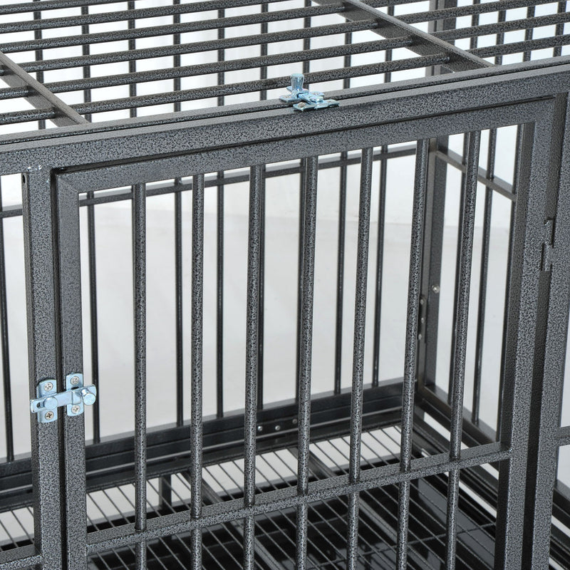 Heavy Duty Dog Pet Crate Kennel Cage Playpen Metal W/ Tray Castor