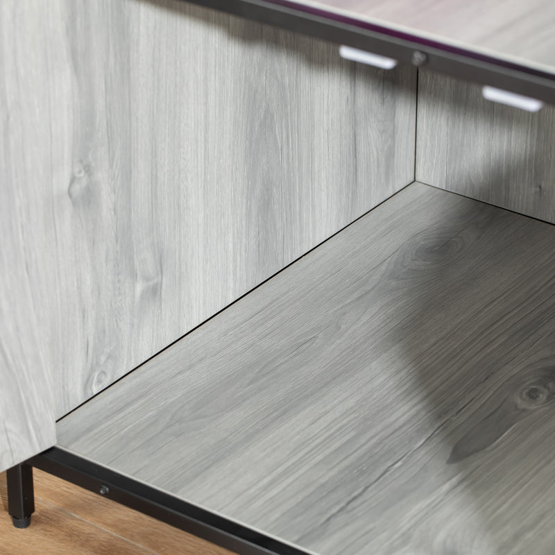 Cat Litter Box Enclosure Double-door Nightstand with Storage Shelf