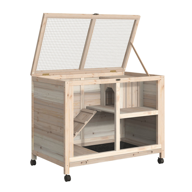 Small Rabbit Hutch Indoor, Split House Design, Bunny Cage, Bunny Hutch on Wheels