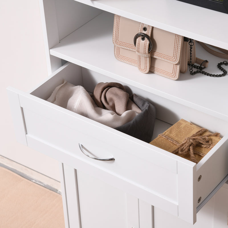 Modern Free Standing Bathroom Cabinet with Open Shelf and Wide Tabletop