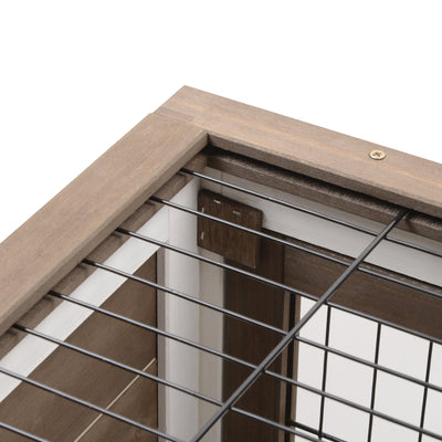 Indoor Rabbit Hutch Bunny Cage with Run Pull Out Tray Casters Ramp