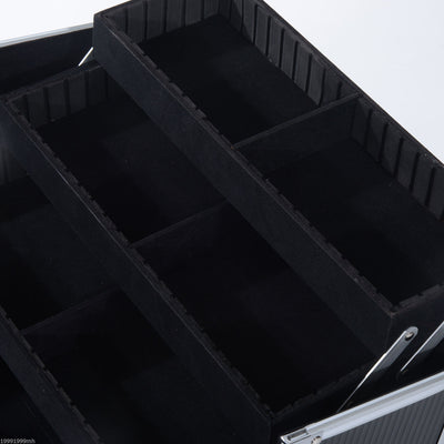 Aluminum Rolling Makeup Train Case Cosmetic Organizer Storage Box Lockable