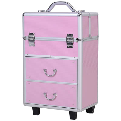 Aluminum Rolling Makeup Train Case Cosmetic Organizer Storage Box Lockable