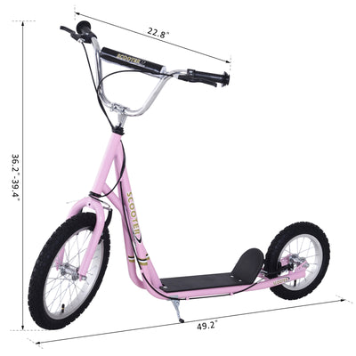 Adjustable Teen Kick Scooter Kids Ride On Stunt Street Bike 16&quot; Tire