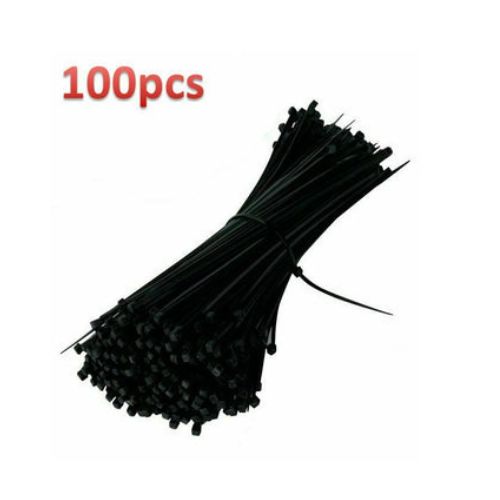 100 PCs Self-locking plastic nylon tie zip wraps strap black nylon cable tie set