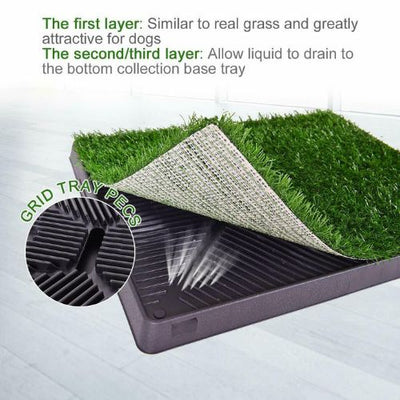 Indoor Dog Pet Potty Training Grass Mat Portable Toilet Large Loo Pad with Tray
