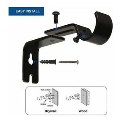 3PCS Metal Single Hang Curtain Rod Holders Bracket Into Window Frame Rod Bracket