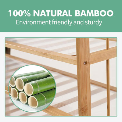 Levede Bamboo Shoe Rack Storage Wooden Organizer Shelf Stand 3 Tiers Layers 70cm