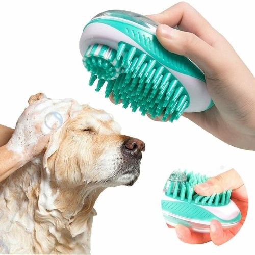 2 in 1 Pet Soft Brush Bath Fur Massage Brush Shampoo Dispenser Massaging Washing