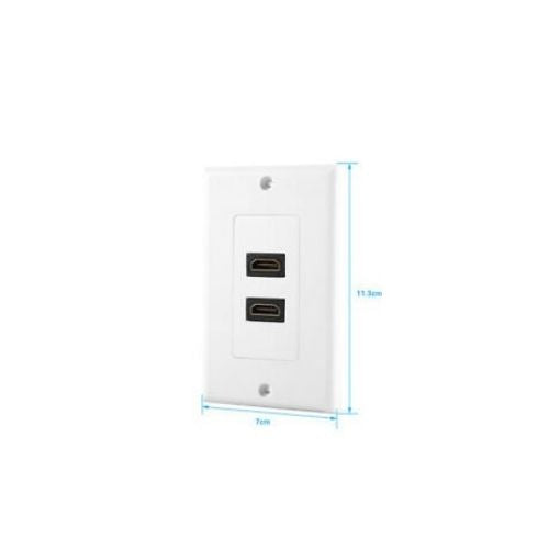 2 Port HDMI 1.4 A Female Wall Face Plate Panel Coupler Outlet Extender Socket