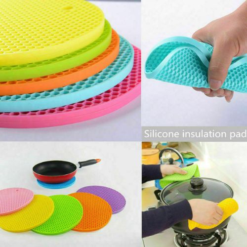 ROUND HEAT RESISTANT SILICONE TRIVET MAT PAN POT HOLDER NON SLIP PAD NEW