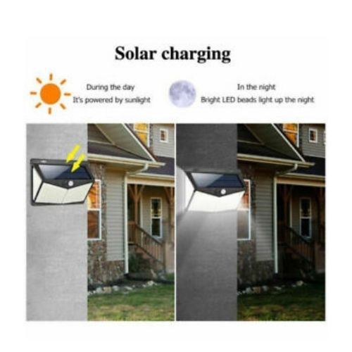 208LED Outdoor Solar Powered Lights PIR Motion Sensor Garden Security Wall Lamp