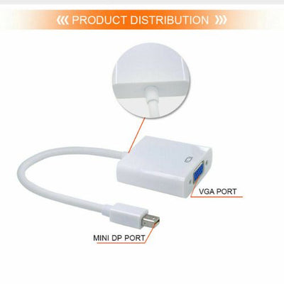 Mini DP to VGA Adapter Display Port For TV Projector Macbook Air Pro Thunderbolt