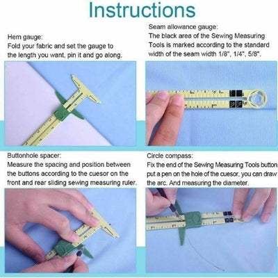 5 In 1 Dress Making Marking Clothes Measuring Quilting Sliding Gauge Sewing Tool