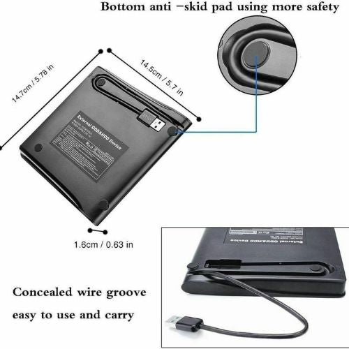 Slim External DVD RW CD Writer Drive USB 3.0 Burner Reader Player For Laptop PC