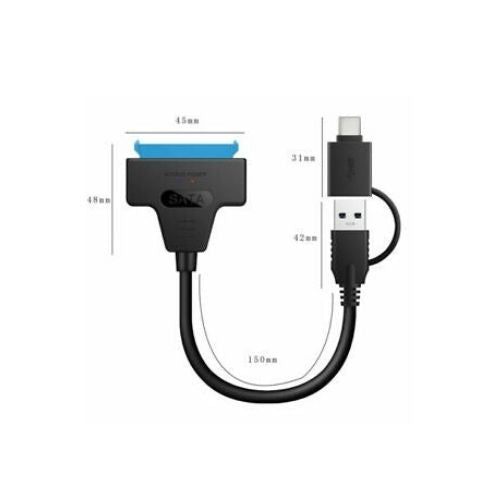 Type C & USB 3.0 Male to SATA 22 Pin 2.5 Inch Hard Disk SSD Drive Adapter Cable