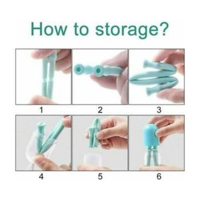 Reusable Collapsible Silicone Travel Drinking Straw with Case and Brush CAD