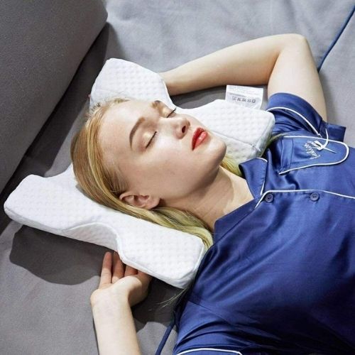Slow Rebound Pressure Cuddle Pillow Memory Foam Travel Arched Pillow Couples CA