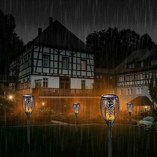 4/8x Outdoor 12 LED Solar Torch Flickering Flame Light Garden Waterproof Lamp