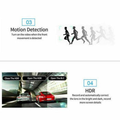 4" Dual Lens Car DVR Dashboard Camera Dash Cam 1080P Front and Rear 170°Recorder