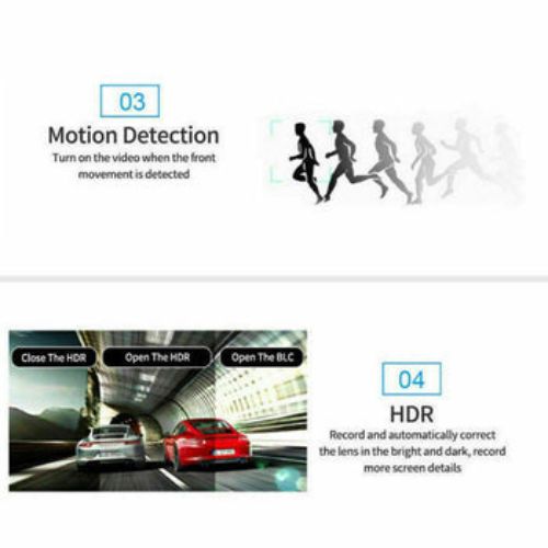 4" Dual Lens Car DVR Dashboard Camera Dash Cam 1080P Front and Rear 170°Recorder