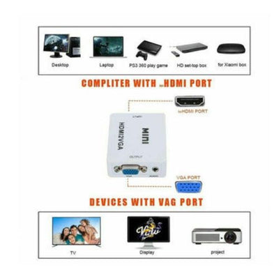 Mini HDMI to VGA HDMI 2 VGA Adapter HD1080P HDTV Video for PC Laptop Converter