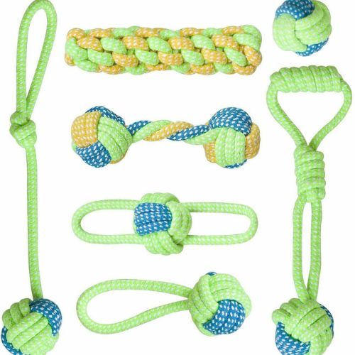 7pcs Aggressive Chew Toys for Dogs Indestructible Braid Cotton Rope Pet Tug Ball