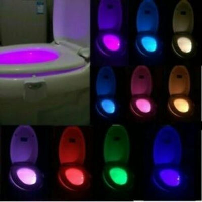 Toilet Night Light LED Motion Activated 16 Colors Sensor Bathroom Bowl Seat Lamp
