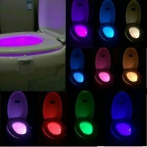 Toilet Night Light LED Motion Activated 16 Colors Sensor Bathroom Bowl Seat Lamp