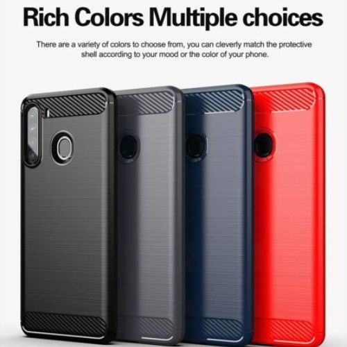 For Samsung Galaxy A21 Case - Shockproof Carbon Fiber TPU Heavy Duty Cover