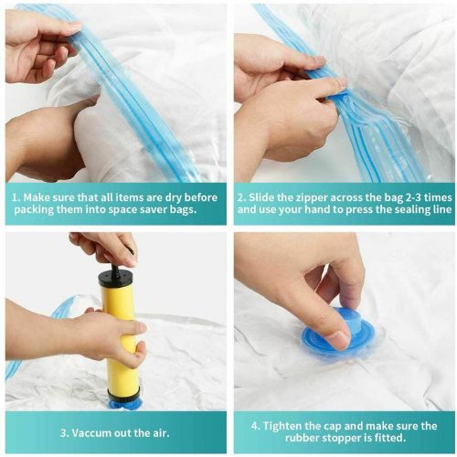 5 Pcs Vacuum Storage Bags Reusable Compression Clothing Waterproof Space Saver