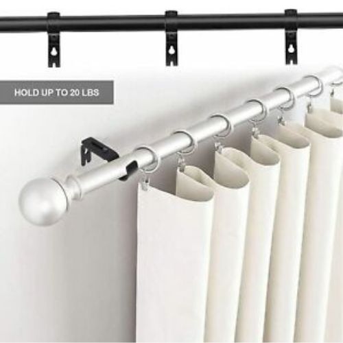 3PCS Metal Single Hang Curtain Rod Holders Bracket Into Window Frame Rod Bracket