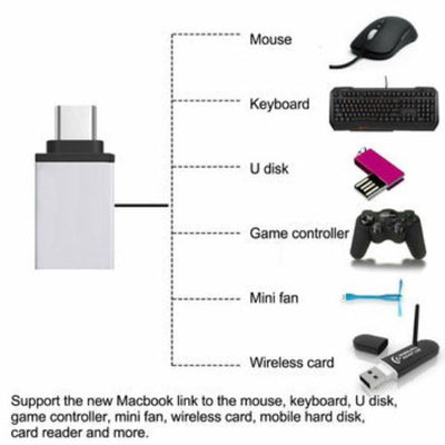 2 x USB C Adapter Speed USB Type C to USB A 3.0 OTG Data Sync Transfer Converter