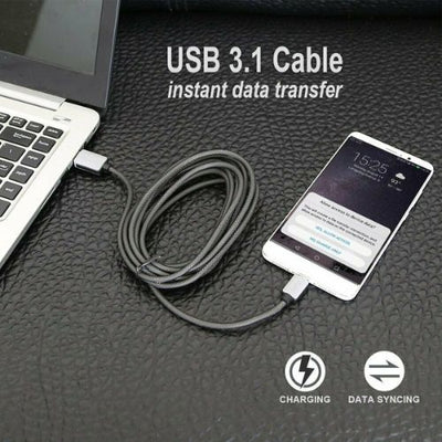 Braided USB Type-C Fast Charging Cable Cord Long For LG Samsung S9 Note 1m , 3m
